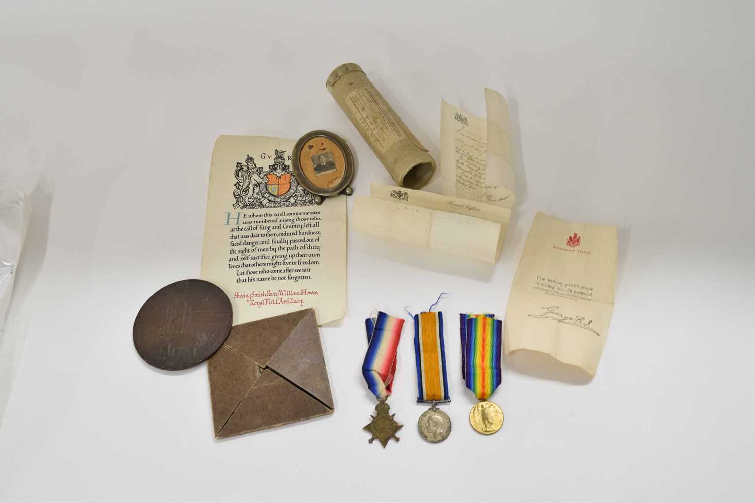 Lot 4 - First World War British casualty trio medal...