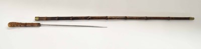 Lot 40 - Late 19th century bamboo sword stick, blade...