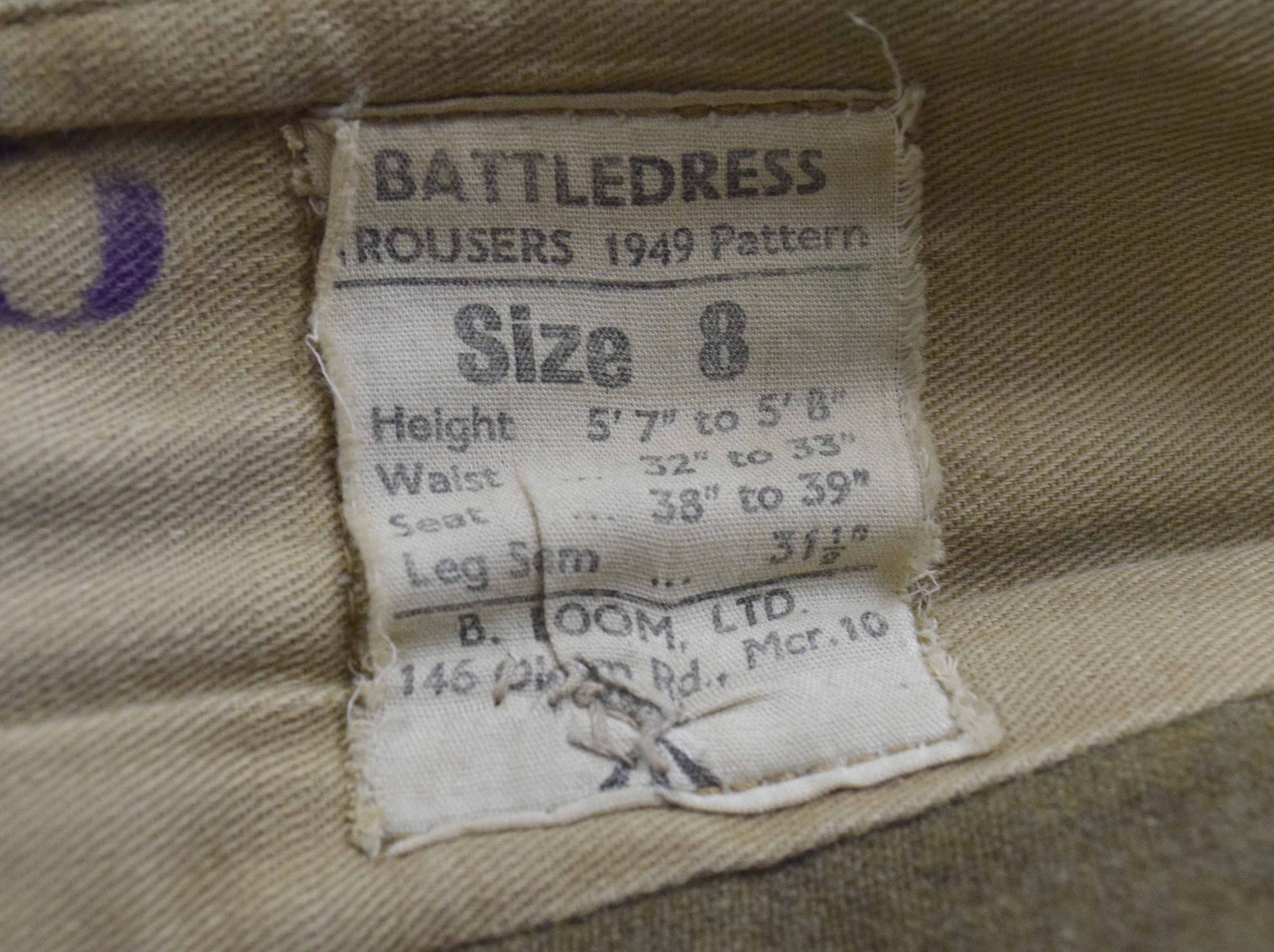 Lot 82 - Set of battle dress, 1949 pattern, to include