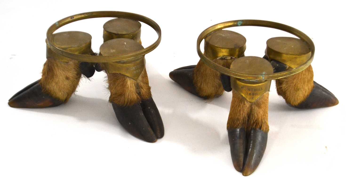 Lot 202 - Two Victorian taxidermy deer hoof...