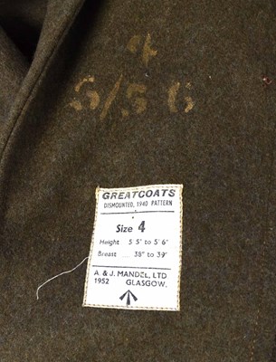 Lot 87 - British Army greatcoat dated 1952, dismounted,...