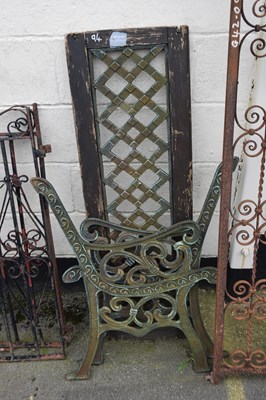 Lot 94 - Cast iron bench end and back