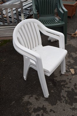 Lot 147 - Pair of white plastic garden chairs