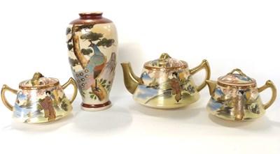 Lot 305 - Satsuma teapot, sugar bowl and milk jug...