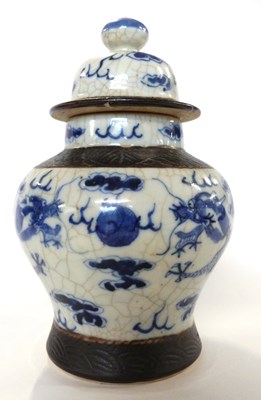 Lot 333 - Chinese crackle  ware  vase and cover, the...