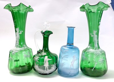 Lot 353 - A group of glass wares with Mary Gregory type...