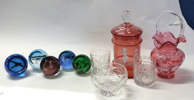 Lot 354 - Group of glass wares including a ruby coloured...