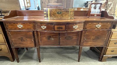 Lot 563 - An Irish mahogany and inlaid galleried back...