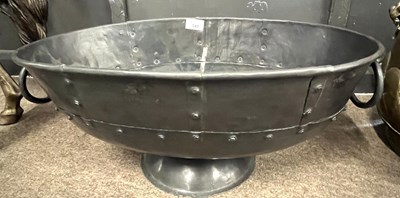 Lot 611 - Oval iron pedestal bowl or planter with...