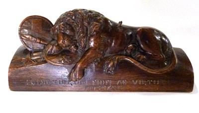 Lot 430 - Carved wooden replica of the Lion of Lucerne...