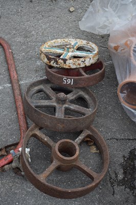 Lot 165 - Quantity of cast iron wheels