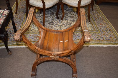 Lot 589 - 19th Century continental walnut X framed stool...