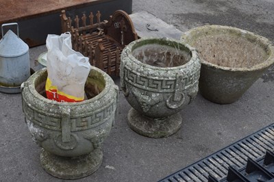 Lot 170 - Pair of stone garden urns, width approx 35cm x...