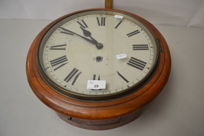 Lot 29 - Circular wall clock with brass spring driven...
