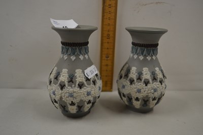 Lot 45 - Pair of small Doulton silicon ware vases