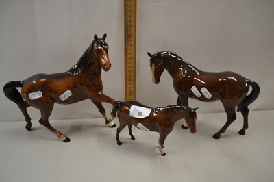 Lot 82 - Group of three brown Beswick horses