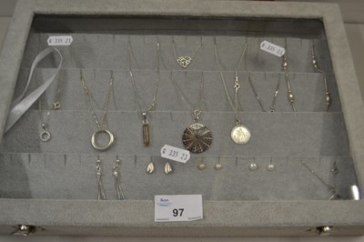 Lot 97 - Display case containing various silver and...