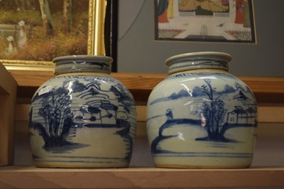 Lot 552 - Pair of blue and white ginger jars