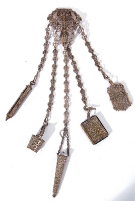 Lot 154 - Victorian silver plated chatelaine with five...