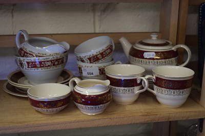 Lot 554 - A quantity of red and gilt decorated tea wares