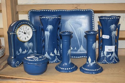 Lot 562 - Blue and white painted dressing table set with...