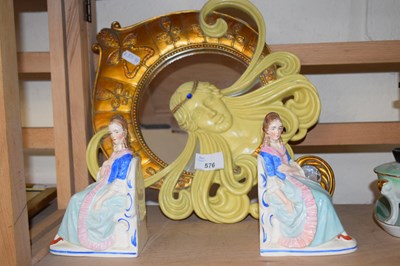 Lot 576 - A pair of seated lady book ends and an Art...