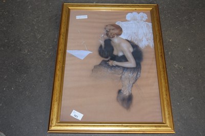 Lot 583 - Pastel of a 1920's lady at her boudoir