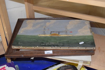 Lot 593 - SS Suffolk by W H Higgins, oil on canvas, framed
