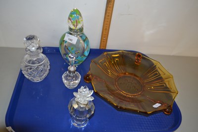 Lot 145 - Tray of mixed items to include glass scent...