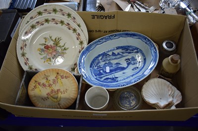 Lot 627 - Blue and white oval Chinese dish together with...