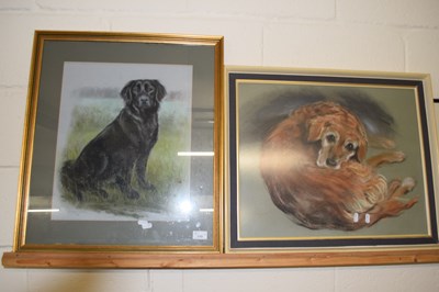 Lot 219 - Ursula White, two studies of dogs, framed and...