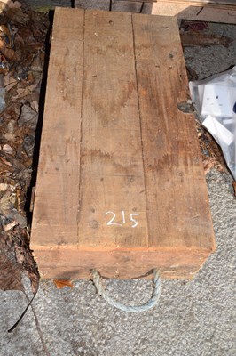 Lot 215 - Wooden toolbox including tools