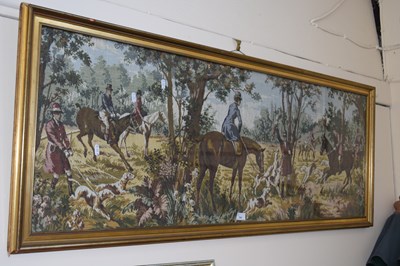 Lot 741 - A tapestry picture of a hunting scene