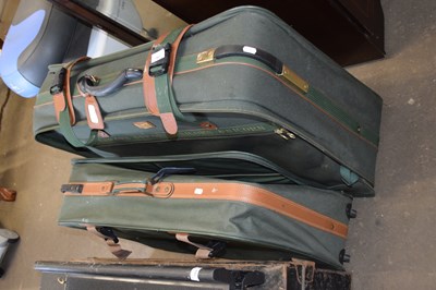 Lot 757 - Pierre Cardin green and tan suitcase together...