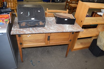 Lot 797 - Marble top side table on casters