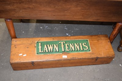 Lot 808 - Cased lawn tennis set box (empty)