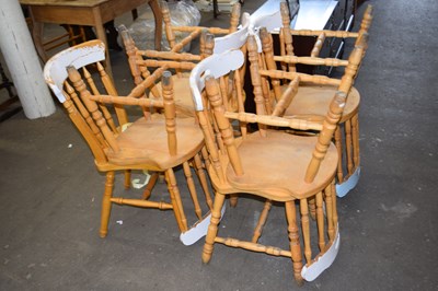Lot 820 - Set of eight pine kitchen chairs