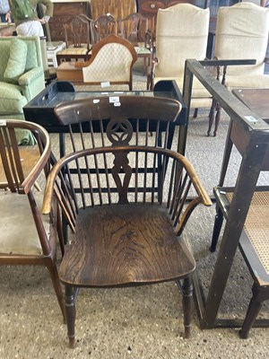 Lot 292 - 19th Century elm seated stick back chair -...