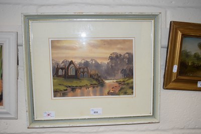 Lot 855 - Watercolour study of Bolton Abbey, signed Prior