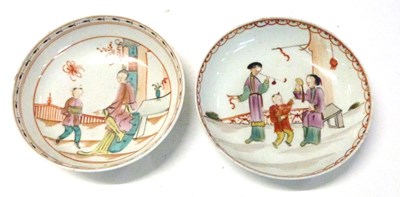 Lot 414 - Two Lowestoft porcelain saucers with...