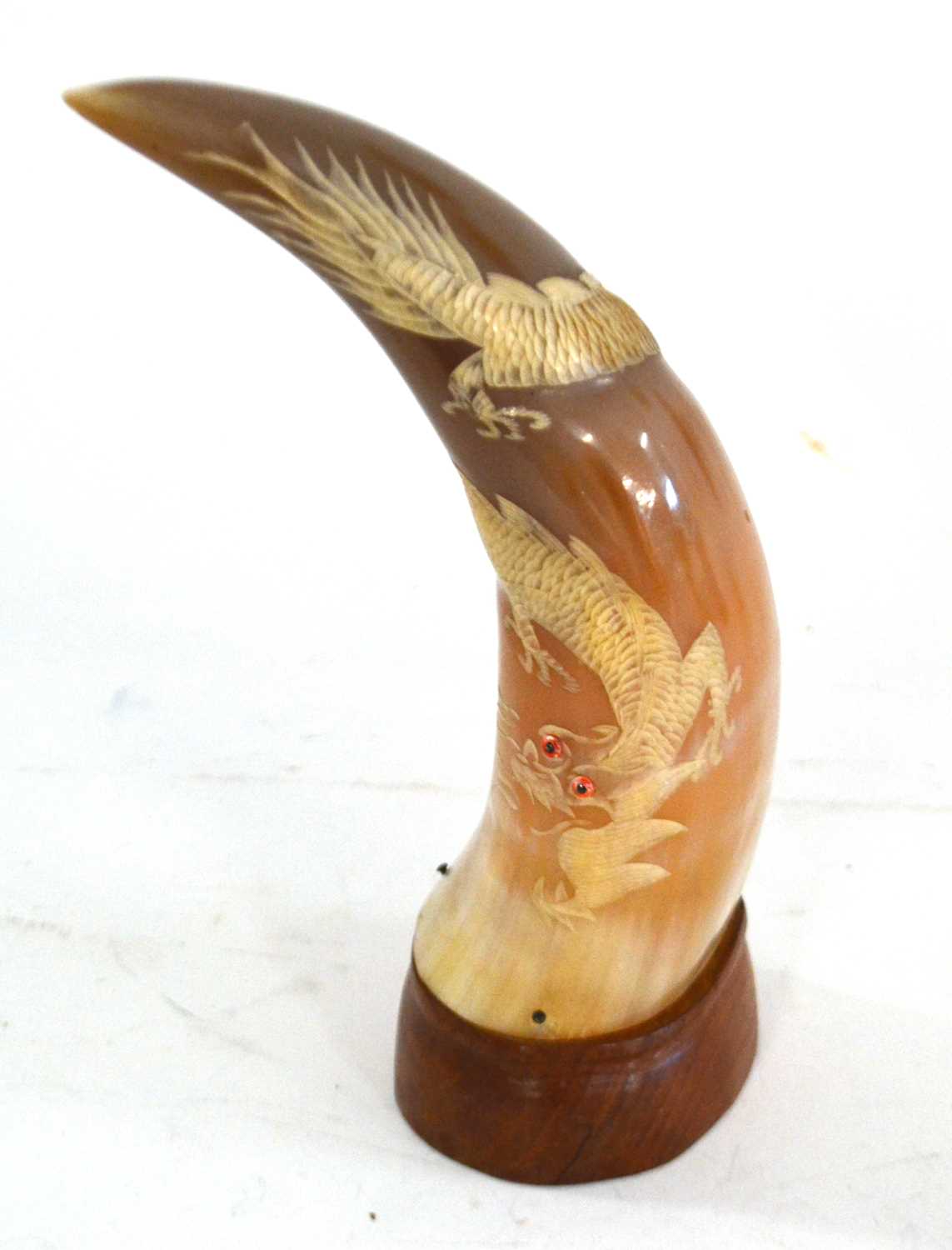 Lot 290 - Taxidermy: Carved Water Buffalo horn with...