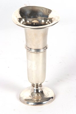 Lot 17 - A George V silver vase of plain trumpet form...