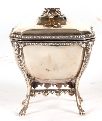 Lot 21 - An Edwardian silver casket of sarcophagus form...