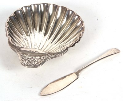 Lot 27 - Mixed Lot:  Late Victorian silver shell dish,...