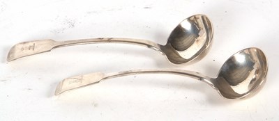 Lot 40 - A pair of Irish silver fiddle pattern ladles,...