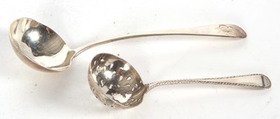 Lot 67 - George III silver sauce ladle having a round...