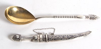 Lot 72 - Mixed Lot:  A Russian silver spoon with oval...