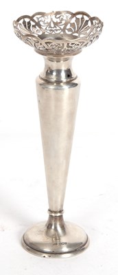 Lot 83 - George V silver vase of plan tapering form...