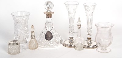 Lot 87 - Group of cut glass to include a ships decanter...