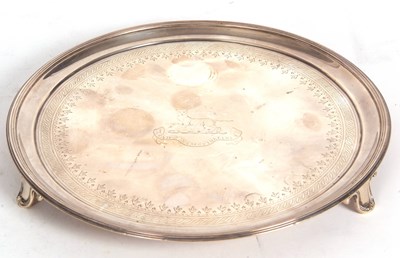 Lot 90 - Victorian silver salver of round form, raised...